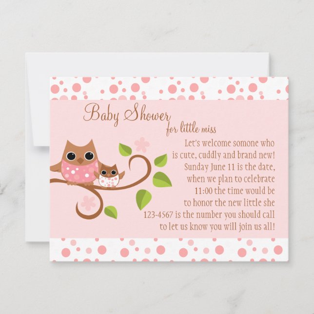 Mama and Baby Owl Invitation (Front)