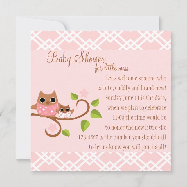 Mama and Baby Owl Invitation (Front)
