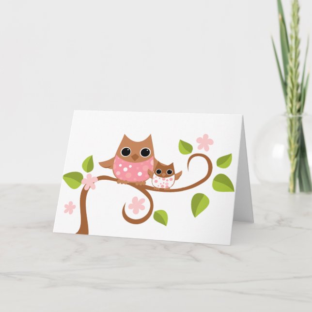 Mama and Baby Owls Card (Front)