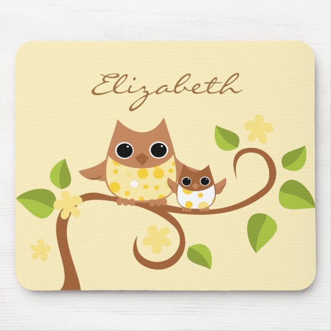 Mama and Baby Owls Mouse Mat (Front)