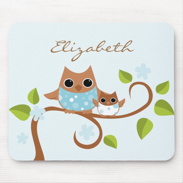 Mama and Baby Owls Mouse Mat (Front)