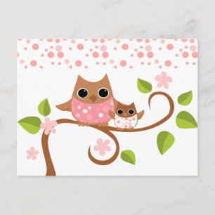 Mama and Baby Owls Postcard