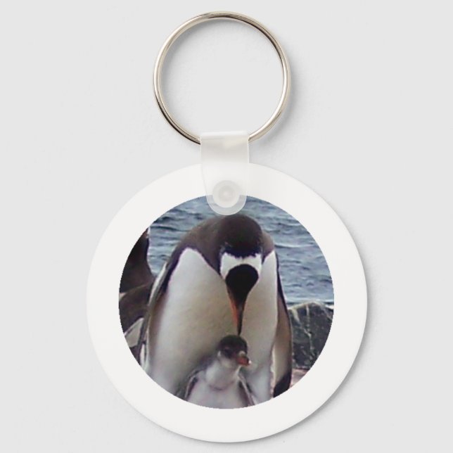 Mama and Baby Penguin Key Ring (Front)