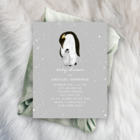 Mama and Baby Penguin Neutral Grey Baby Shower