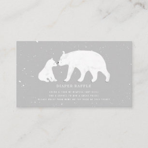 Mama And Baby Polar Bear Grey Baby Diaper Raffle Enclosure Card