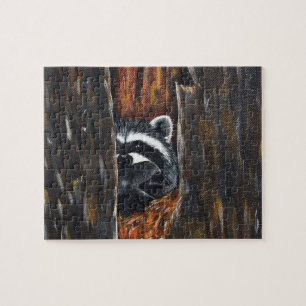 Mama and Baby Racoon Painting Jigsaw Puzzle
