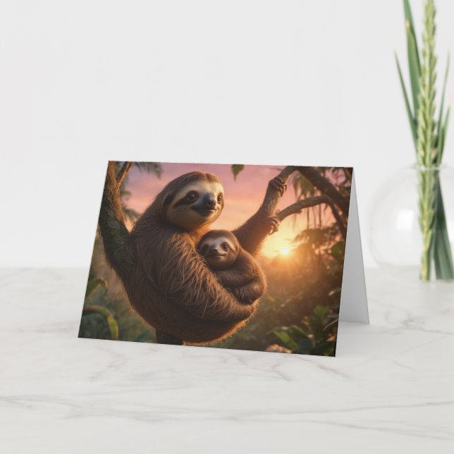 Mama and Baby Sloth Card (Front)