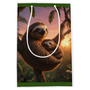 Mama and Baby Sloth Medium Gift Bag