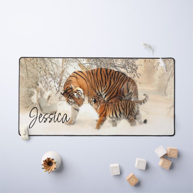 Mama and Baby Tiger Desk Mat (Kids Table)