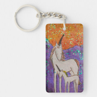 Mama and baby unicorn key ring