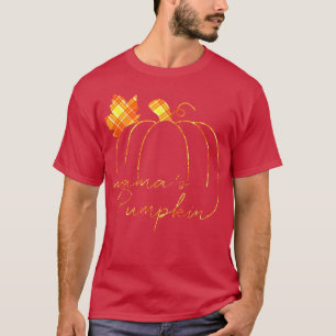 Mama and Mama's Pumpkin Buffalo plaid Fall Thanksg T-Shirt