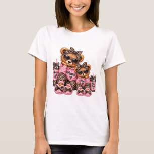 Mama and Mini Leopard Print Teddy Bear Matching T-Shirt