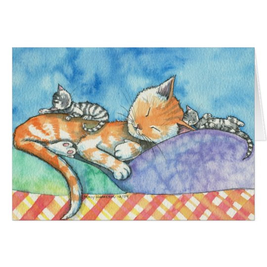 Mama and the Twins Cats Card by Molly Harrison