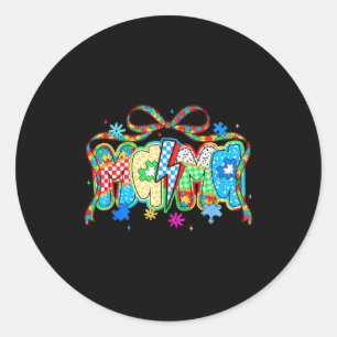 Mama autism awareness autistic support coquette classic round sticker