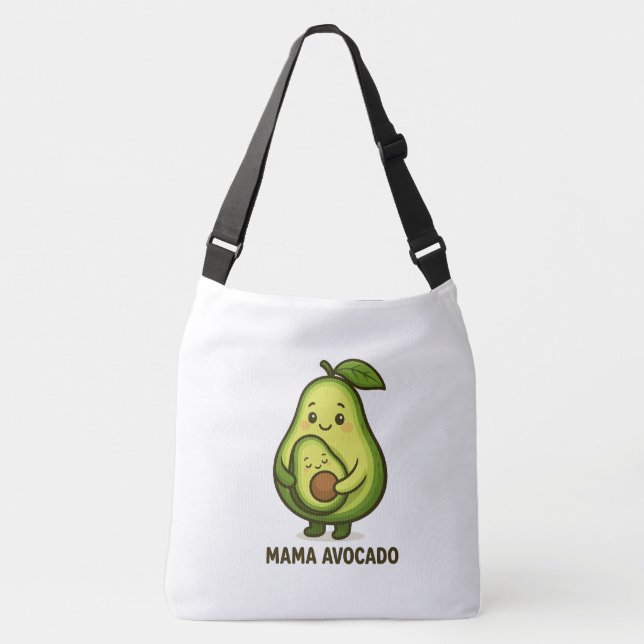 Mama Avocado with Baby – Cute Cartoon Design Crossbody Bag (Front)