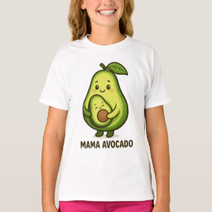 Mama Avocado with Baby – Cute Cartoon Design T-Shirt