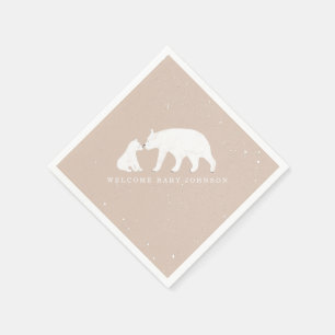 Mama Baby Bear Pink Winter Baby Shower Napkin