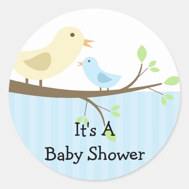 Mama & Baby Bird Baby Shower Sticker (Front)