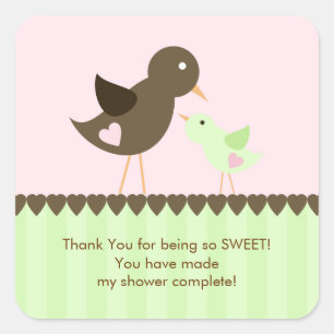 Mama & Baby Bird Baby Shower Sticker