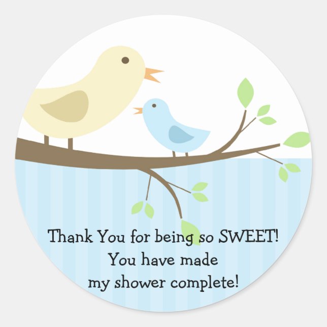 Mama & Baby Bird Baby Shower Sticker (Front)
