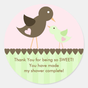 Mama & Baby Bird Baby Shower Sticker