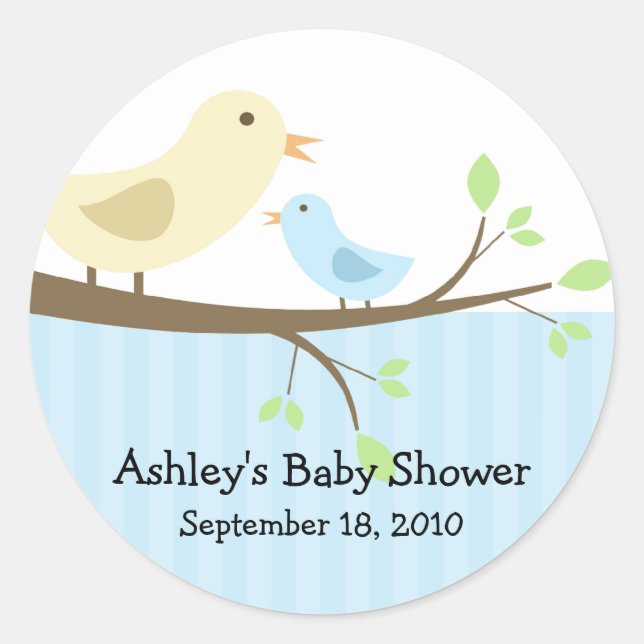 Mama & Baby Bird Baby Shower Sticker (Front)