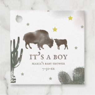 Mama Baby Buffalo Cactus Boy Baby Shower Favour Tags