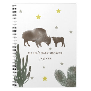 Mama Baby Buffalo Cactus Boy Baby Shower Guest Notebook