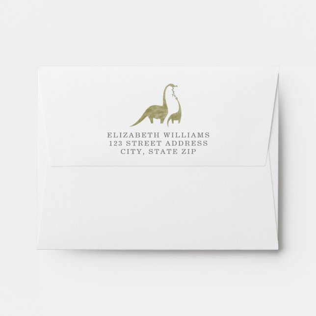 Mama Baby Dinosaur Boy Baby Shower Invitation Envelope (Back (Top Flap))