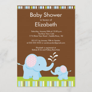 Mama & Baby Elephant Baby Shower Boy or Girl Invitation