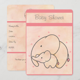 Mama & Baby Elephant Baby Shower Invitation