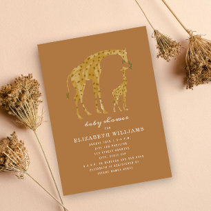 Mama & Baby Giraffe Goldenrod Neutral Baby Shower Invitation