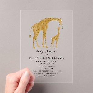 Mama & Baby Giraffe Neutral Baby Shower Invitation