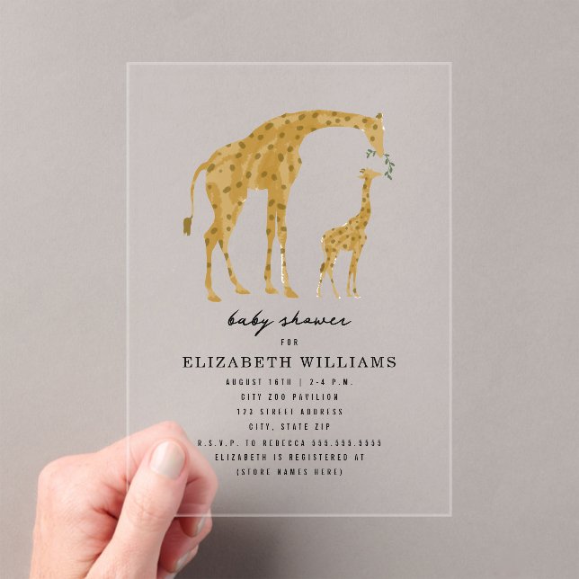 Mama & Baby Giraffe Neutral Baby Shower Invitation (Insitu (Handheld))
