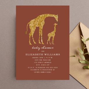 Mama & Baby Giraffe Terracotta Neutral Baby Shower Invitation