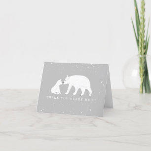 Mama Baby Polar Bear Gray Baby Shower Thank You