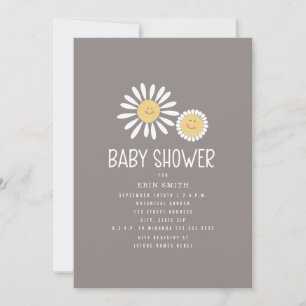 Mama Baby Smiling Daisies Amethyst Baby Shower  Invitation