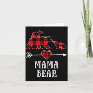 Mama Bear 2 Cubs Shirt, Christmas Mama Bear Plaid Card