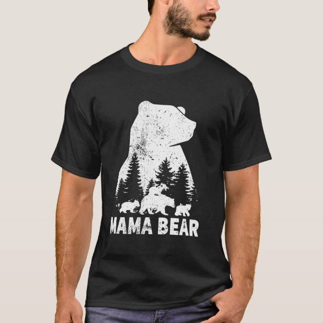Mama Bear 3 Cubs Mother Day Funny Mama Bear 3 Kids T-Shirt (Front)