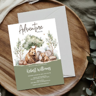 Mama bear adventure awaits baby shower invitation 