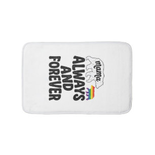 Mama Bear Always And Forever Vintage Rainbow Shirt Bath Mat