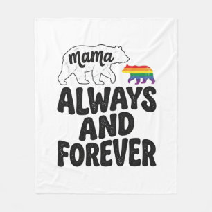 Mama Bear Always And Forever Vintage Rainbow Shirt Fleece Blanket