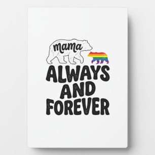 Mama Bear Always And Forever Vintage Rainbow Shirt Plaque