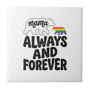 Mama Bear Always And Forever Vintage Rainbow Shirt Tile