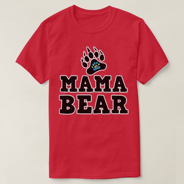 Mama Bear And Baby Bear Paw Autism Awareness Versi T-Shirt (Design Front)