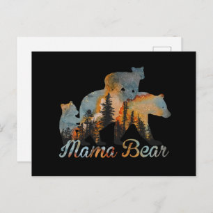 Mama Bear And baby Bear Vintage Forest Mothers Day Postcard