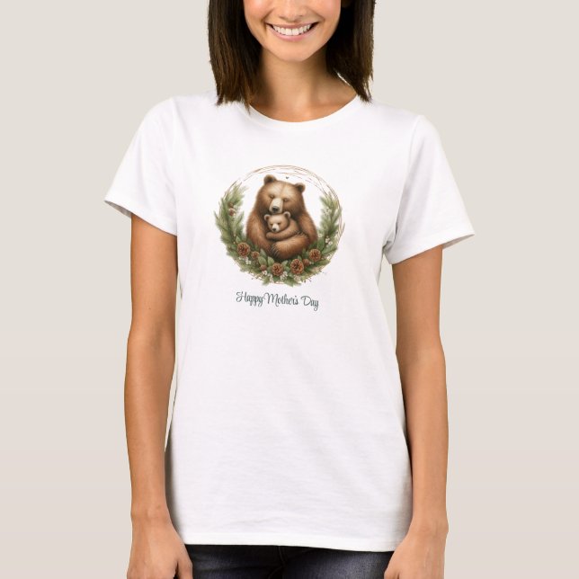Mama bear and baby bear woodland Mother's Day T-Shirt (Front)