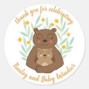 Mama Bear and Baby Boy Custom Text Sticker
