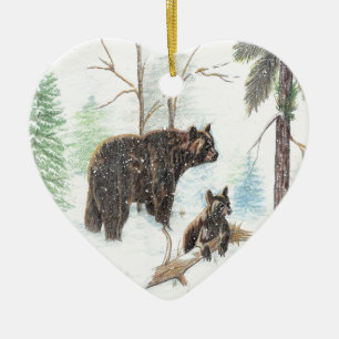 Mama Bear and Baby Ceramic Tree Decoration