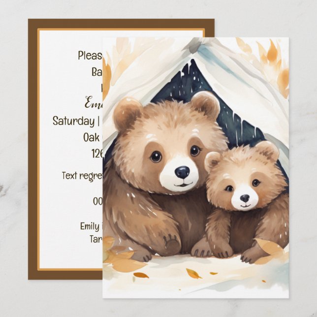 Mama Bear and Cub Baby Shower Invitation (Front/Back)